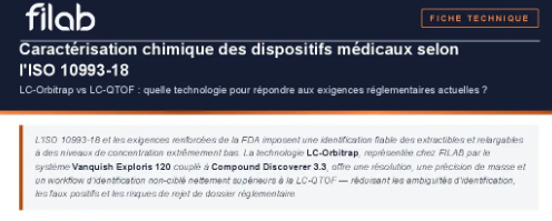 Caractérisation chimique des DM selon l’ISO 10993-18 : pourquoi la technique LC-Orbitrap est mieux adaptée aux exigences réglementaires actuelles que la LC-QTOF